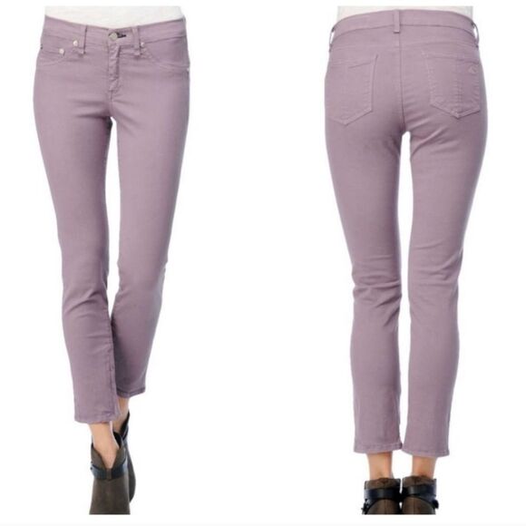 Rag & Bone Revolve Zipper Capri Mid Rise Lilac Lavender Stretch Jeans Pants 28 - Picture 2 of 12